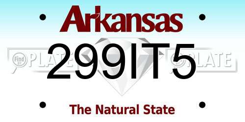 299IT5 Arkansas License Plate