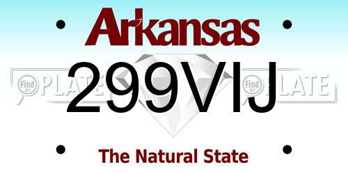 299VIJ Arkansas License Plate