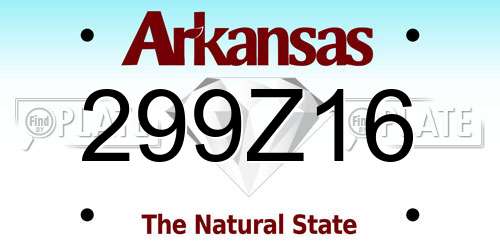 299Z16 Arkansas License Plate