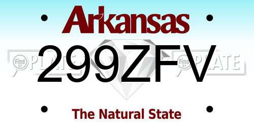 299ZFV Arkansas License Plate