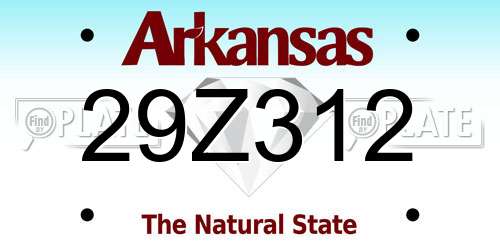 29Z312 Arkansas License Plate