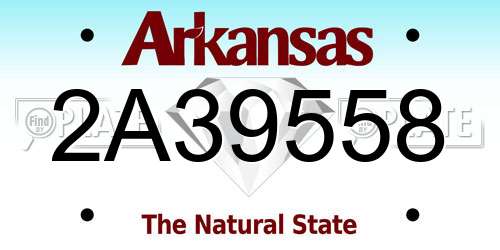 2A39558 Arkansas License Plate