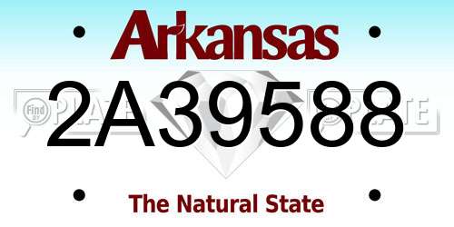 2A39588 Arkansas License Plate