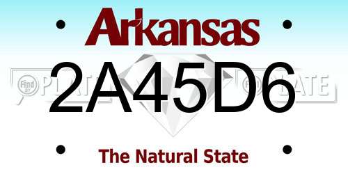 2A45D6 Arkansas License Plate