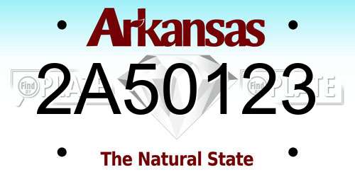 2A50123 Arkansas License Plate