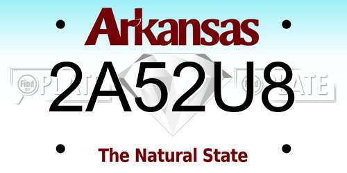 2A52U8 Arkansas License Plate
