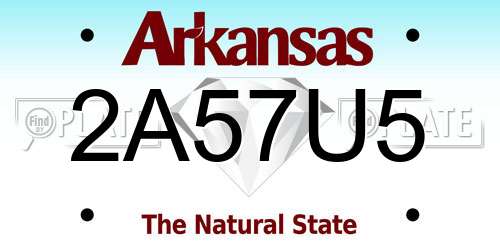 2A57U5 Arkansas License Plate