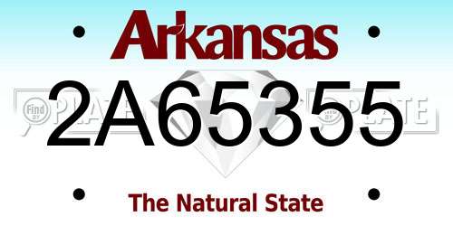 2A65355 Arkansas License Plate