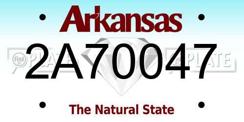 2A70047 Arkansas License Plate