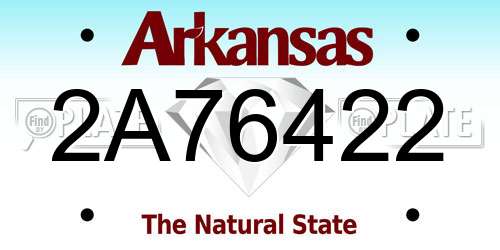 2A76422 Arkansas License Plate