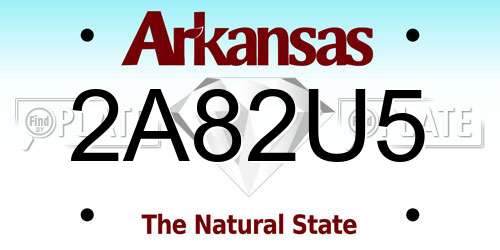 2A82U5 Arkansas License Plate