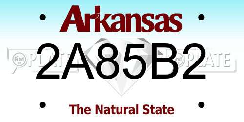 2A85B2 Arkansas License Plate