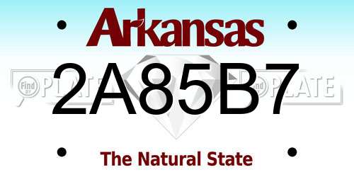 2A85B7 Arkansas License Plate