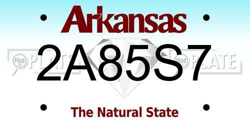 2A85S7 Arkansas License Plate