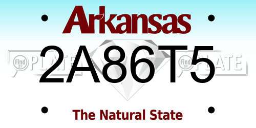 2A86T5 Arkansas License Plate