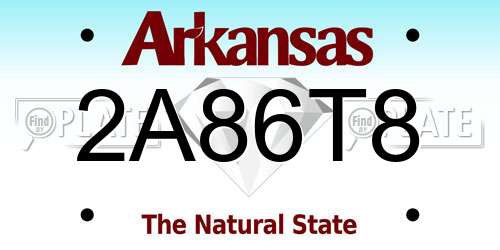 2A86T8 Arkansas License Plate