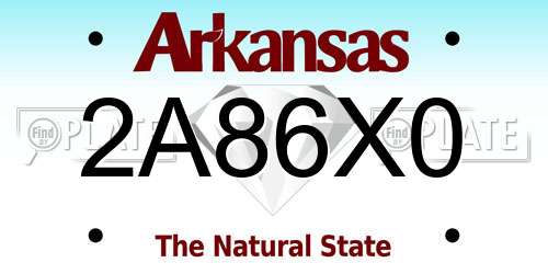 2A86X0 Arkansas License Plate