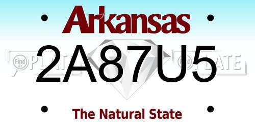 2A87U5 Arkansas License Plate
