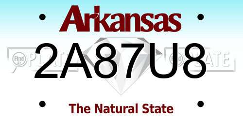 2A87U8 Arkansas License Plate