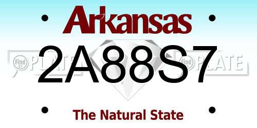 2A88S7 Arkansas License Plate
