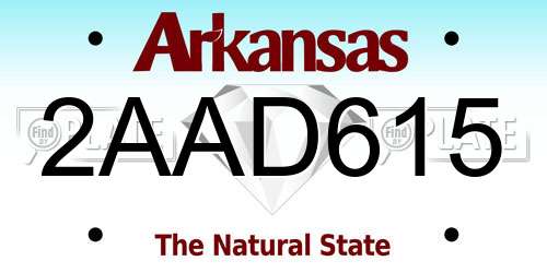2AAD615 Arkansas License Plate