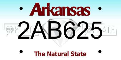 2AB625 Arkansas License Plate