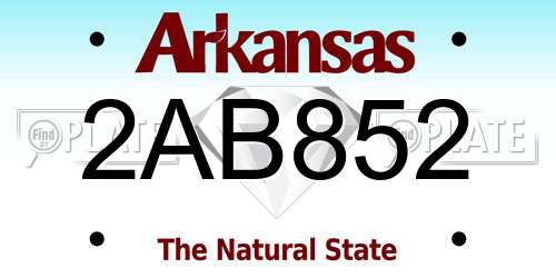 2AB852 Arkansas License Plate