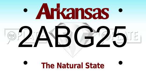 2ABG25 Arkansas License Plate