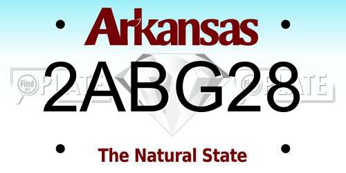 2ABG28 Arkansas License Plate