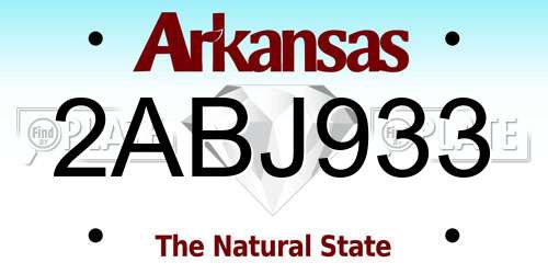 2ABJ933 Arkansas License Plate
