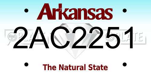 2AC2251 Arkansas License Plate