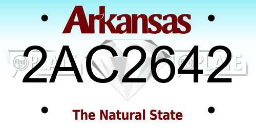 2AC2642 Arkansas License Plate