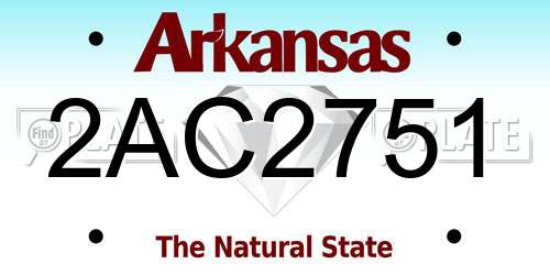 2AC2751 Arkansas License Plate