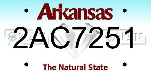 2AC7251 Arkansas License Plate