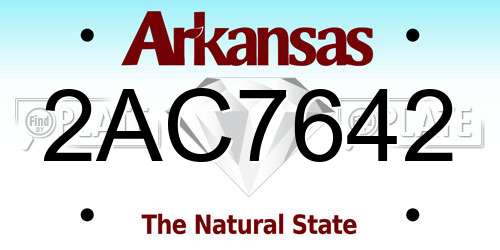 2AC7642 Arkansas License Plate