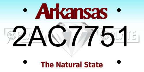 2AC7751 Arkansas License Plate