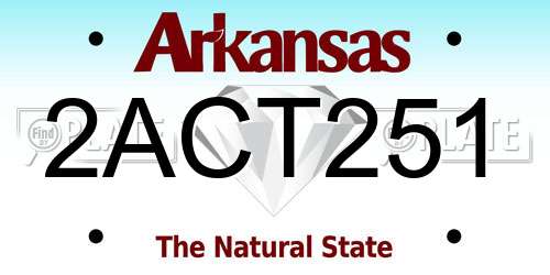 2ACT251 Arkansas License Plate