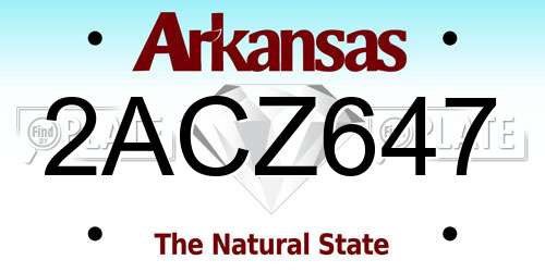 2ACZ647 Arkansas License Plate