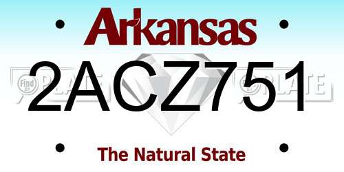 2ACZ751 Arkansas License Plate