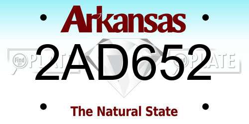 2AD652 Arkansas License Plate