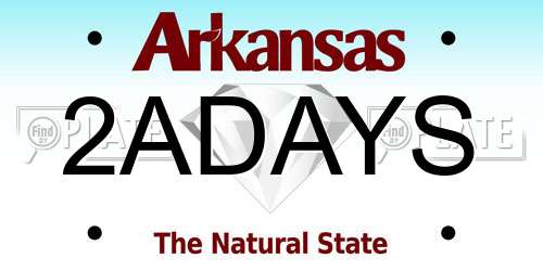 2ADAYS Arkansas License Plate