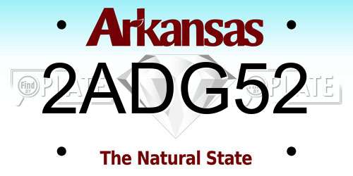 2ADG52 Arkansas License Plate