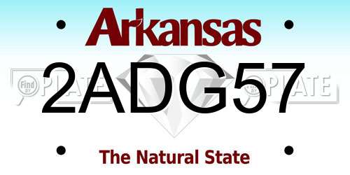 2ADG57 Arkansas License Plate