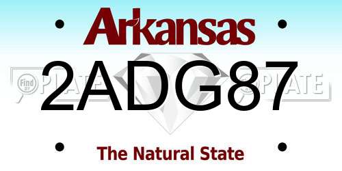 2ADG87 Arkansas License Plate