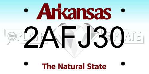 2AFJ30 Arkansas License Plate