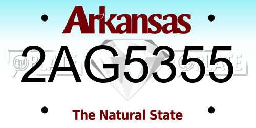 2AG5355 Arkansas License Plate