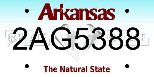 2AG5388 Arkansas License Plate