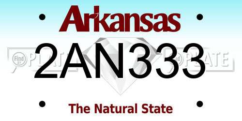 2AN333 Arkansas License Plate