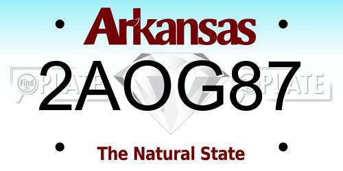 2AOG87 Arkansas License Plate