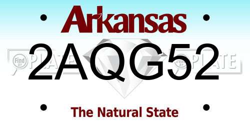 2AQG52 Arkansas License Plate